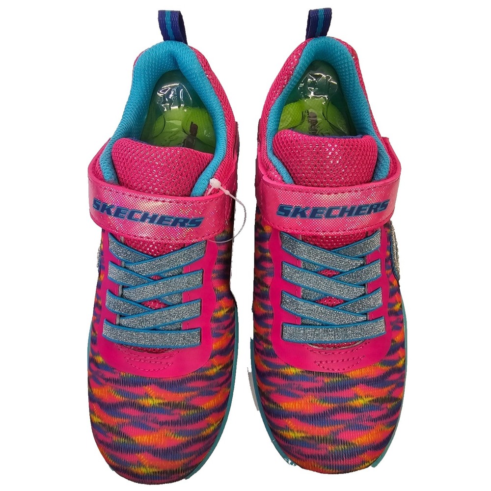 NWB Skechers Kids Girls Litebeam-Colorburst sneaker-Neon Pink Multi Lightup 13.5